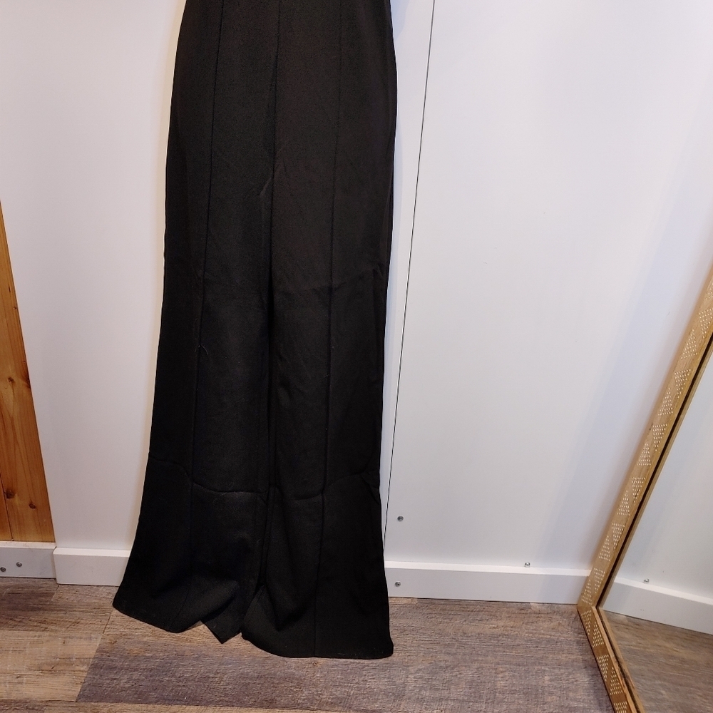 NWT Black Lace-Up Front Wide Leg Jumpsuit Boutique Sleeveless Evening Party - Picture 5 of 8